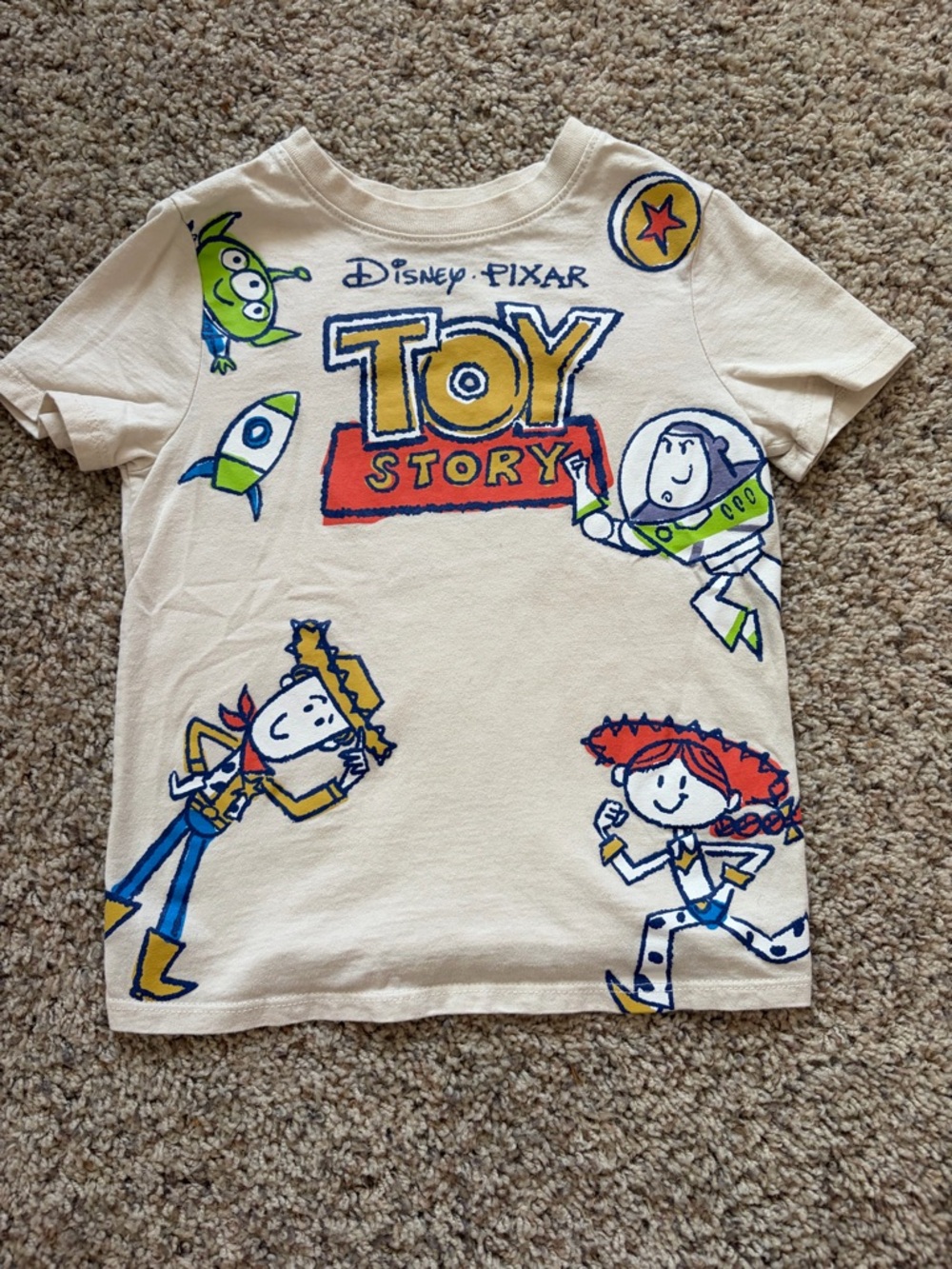 Disney Pixar Toy Story Graphic Tee - Cream with Bright Characters